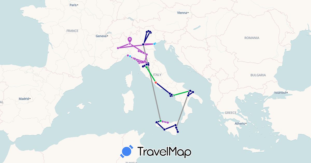 TravelMap itinerary: driving, bus, plane, train, hiking, boat in Italy, Vatican City (Europe)